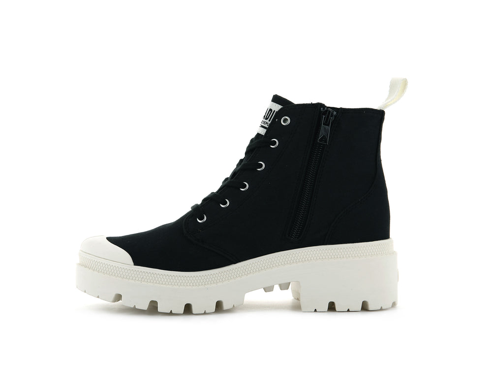 Botas Palladium PALLABASE TWILL Mujer Negras | Costa Rica-38965